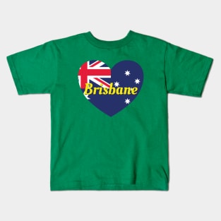 Brisbane Australia Australian Flag Heart Kids T-Shirt